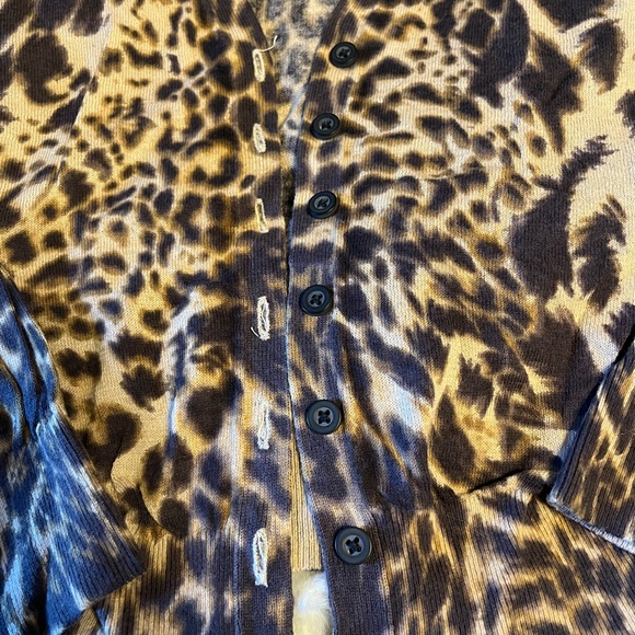 Moda International Animal Leopard Print Cardigan Sz Small NWOT - Picture 2 of 3